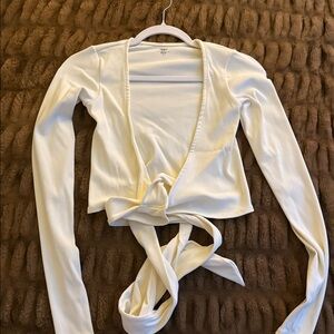 Monday Swimwear Cream Tie-Front Crop Top